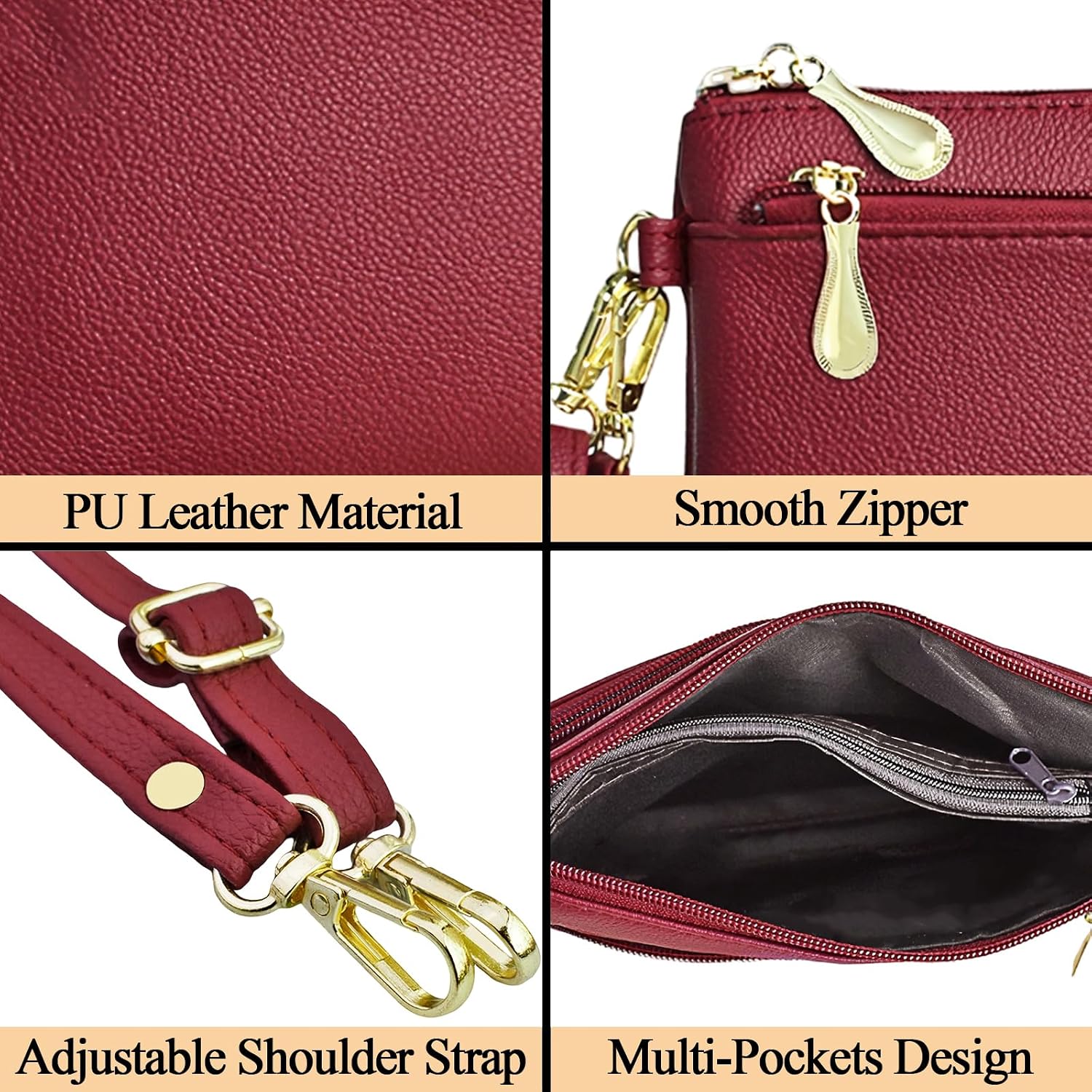LJCZKA Wristlet Wallets for Women PU Leather Clutch Purse Small Crossbody Phone Bags for Prom Party Evening