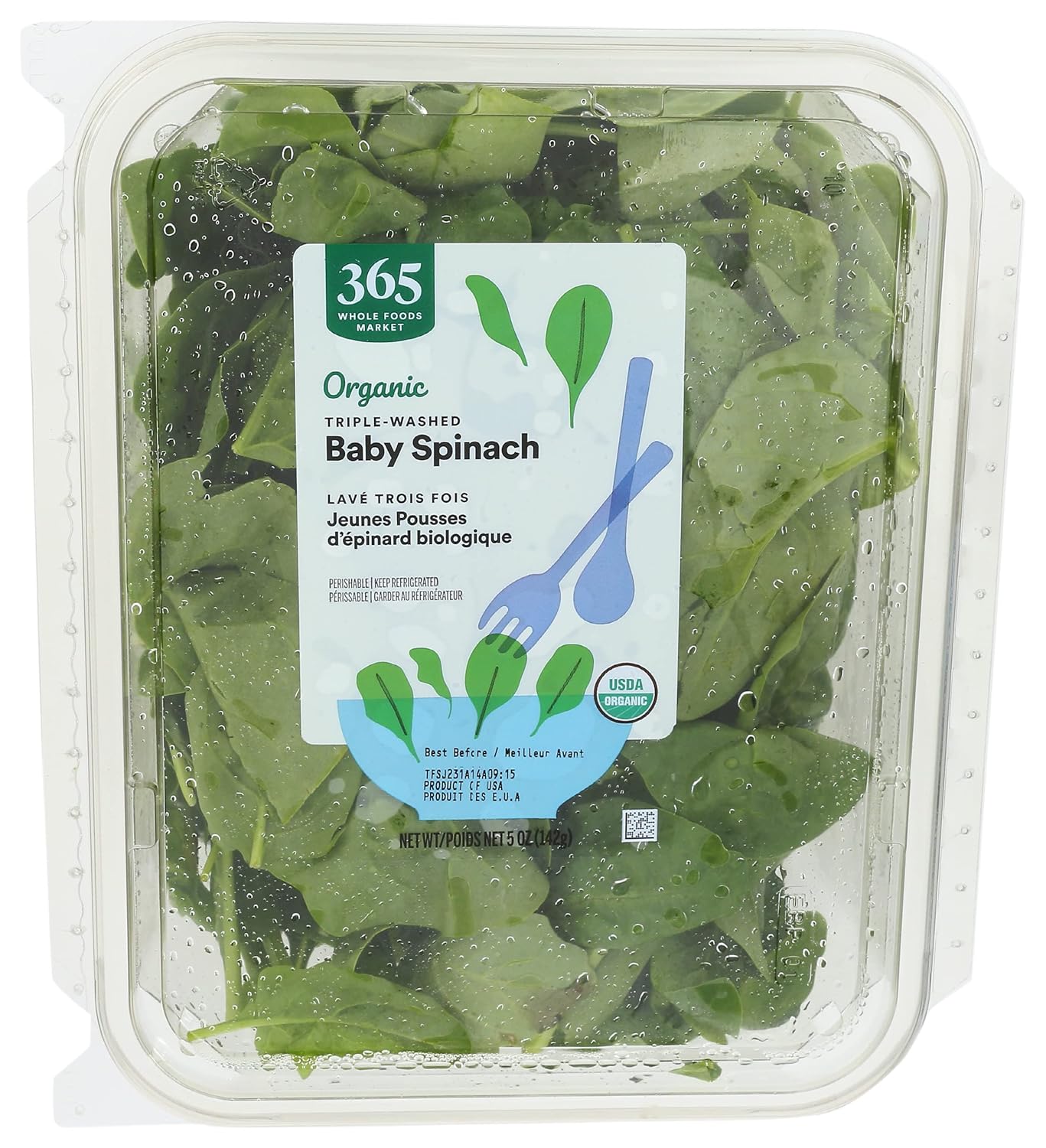 Buy 365 by Whole Foods Market, Organic Baby Spinach Salad, 5 Ounce
