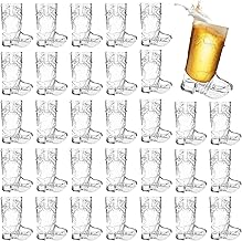 30 Pcs Mini Cowboy Boot Shot Glasses,1oz Plastic Western Cowboy Beer Mugs,Reusable Cowgirl Party Decorations Supplies for Birthday,Theme Party