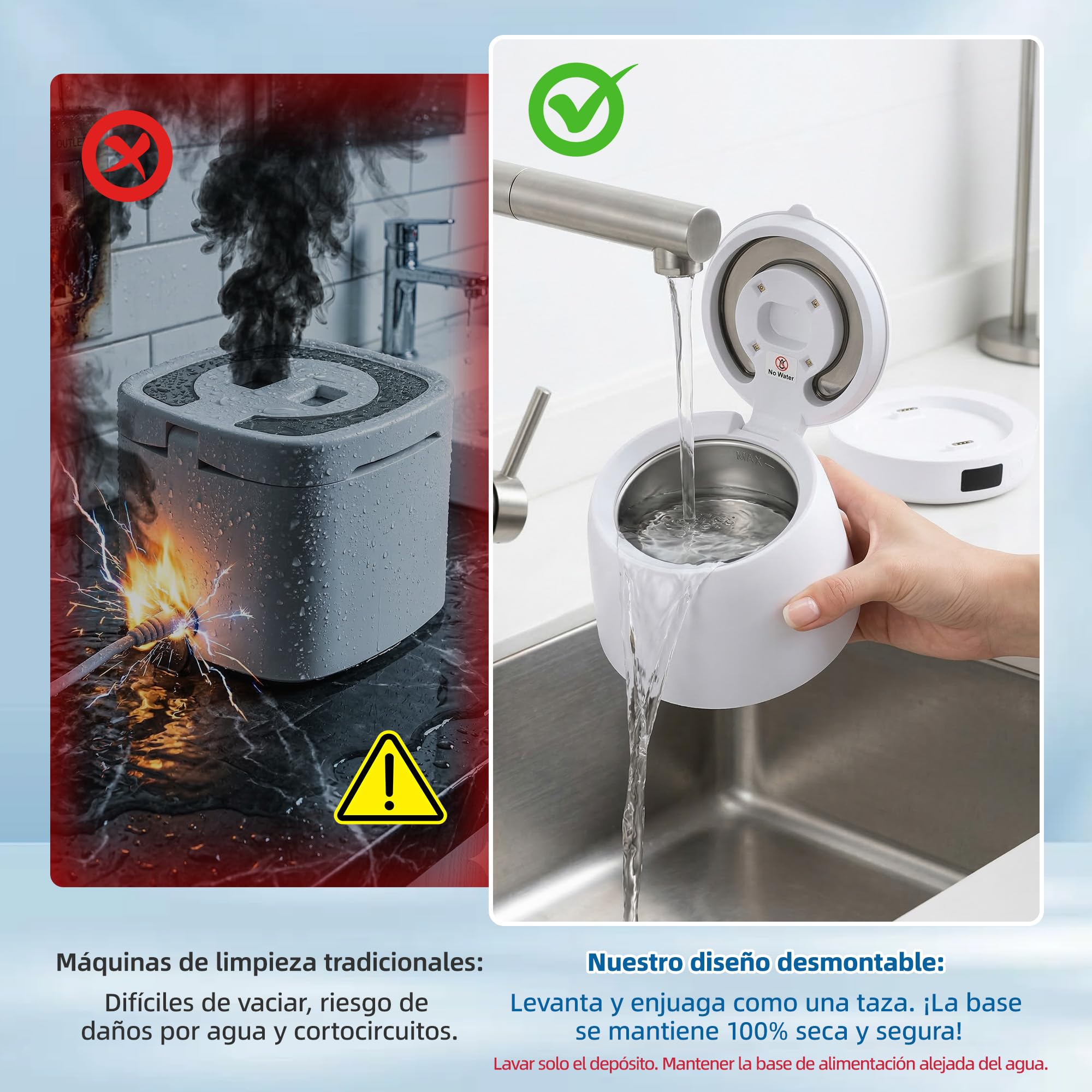 Carehabi Limpiador Ferula Dental, Limpiador Ultrasonidos Dental 45kHz con Depósito Extraíble 200mL, Máquina con Luz U-V para Retenedores, Alineadores y Joyas, Blanco