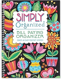 Current Mary Engelbreit Bill Paying Organizer Book - 9" x 12” Personal Account Book, Spiral Bound, 14 Storage Pockets, 32 Label Stickers, Monthly Finance & Payment Management Tracker for Home & Office