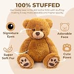 LotFancy 20 inch Nounours farcis animaux, Nounou en peluche douce, Jouet d'animaux farcies mignons avec des empreintes de pas, Cadeaux pour les enfants Bébés sur la douche de bébé, Anniversaire, Pâques, Couleur Tan