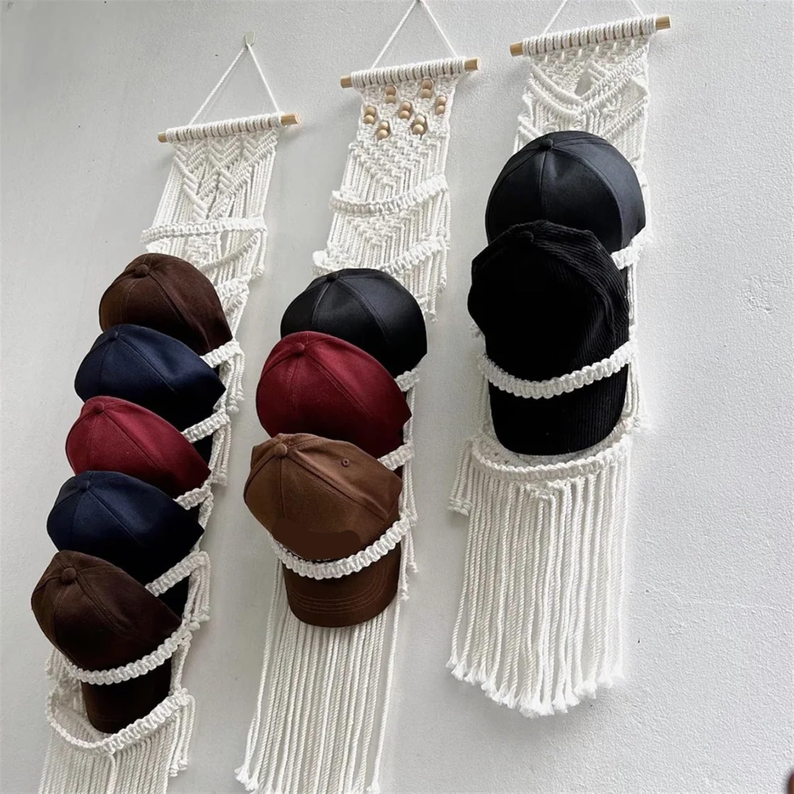 Makramee handgewebte Baumwollseil Wandteppich Home Decor weiß Wandbehang Dekoration Kunst Für die Dekoration von Wänden(130cm)
