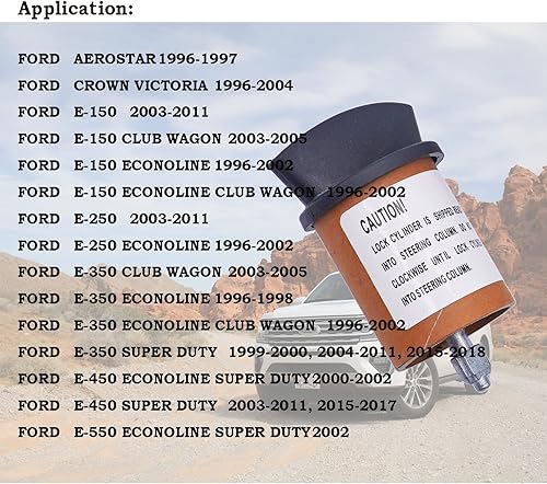 Miniatura 4 de Interruptor de bloqueo del cilindro de encendido con 2 llaves LC6177 Reemplazo para Dorman 924-724 Compatible con Ford E-150 E-250 F-150 Lincoln