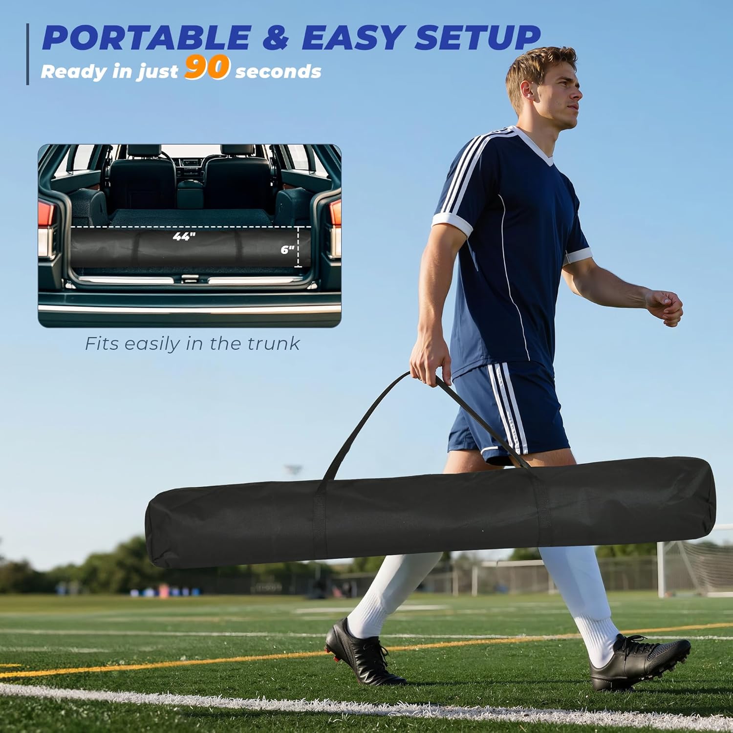 Baseball Net, 7x7ft Baseball Softball Batting Net with Strike Zone for Practice Hitting Pitching Fielding, Quick Setup, Portable, with Batting Tee, Ball Caddy, Carry Bag, 4 Ground Stakes - Image 8