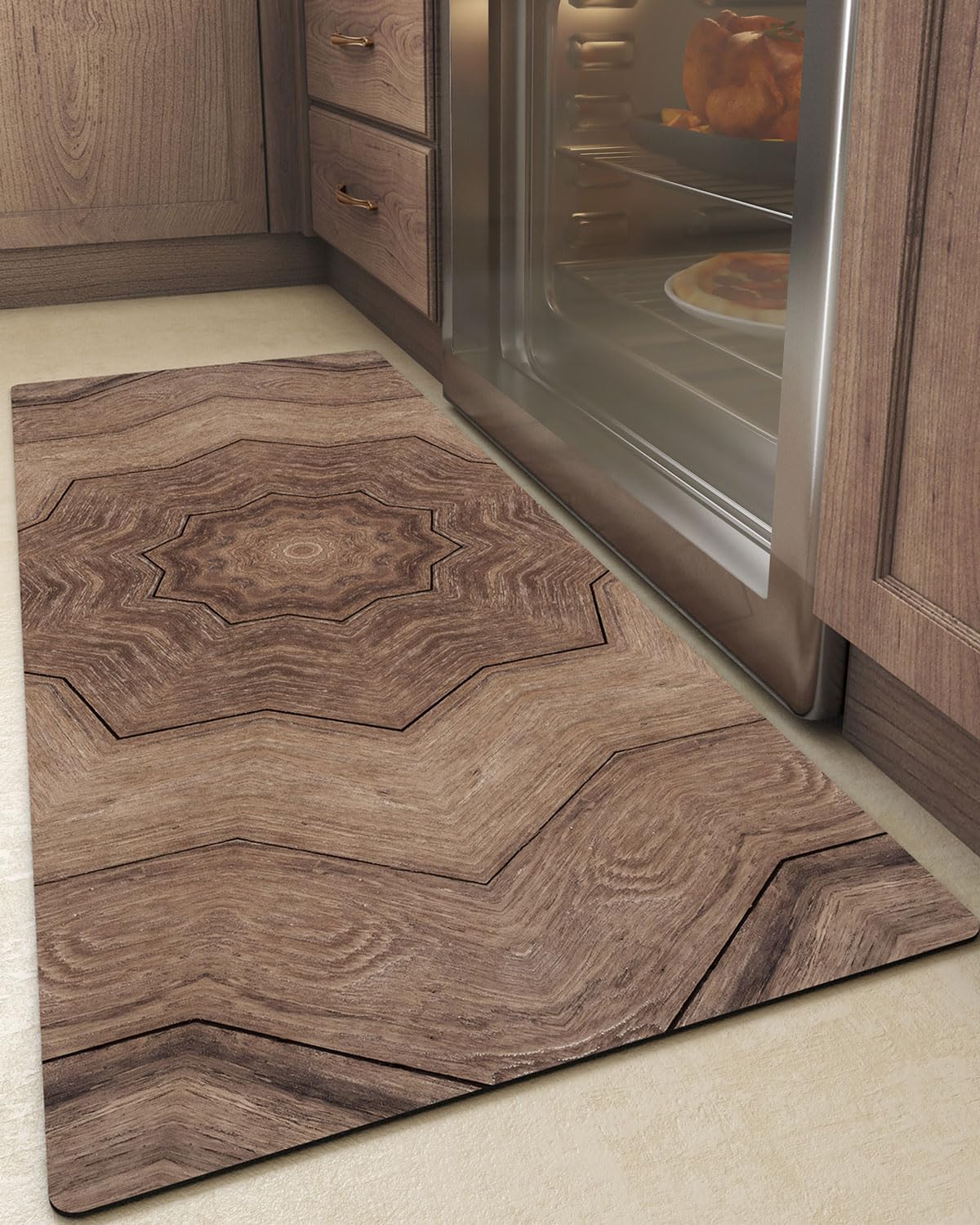 Amazon.com: LUMI Ultra-Thin Wood Grain Kitchen Mat, Low Profile, Non ...