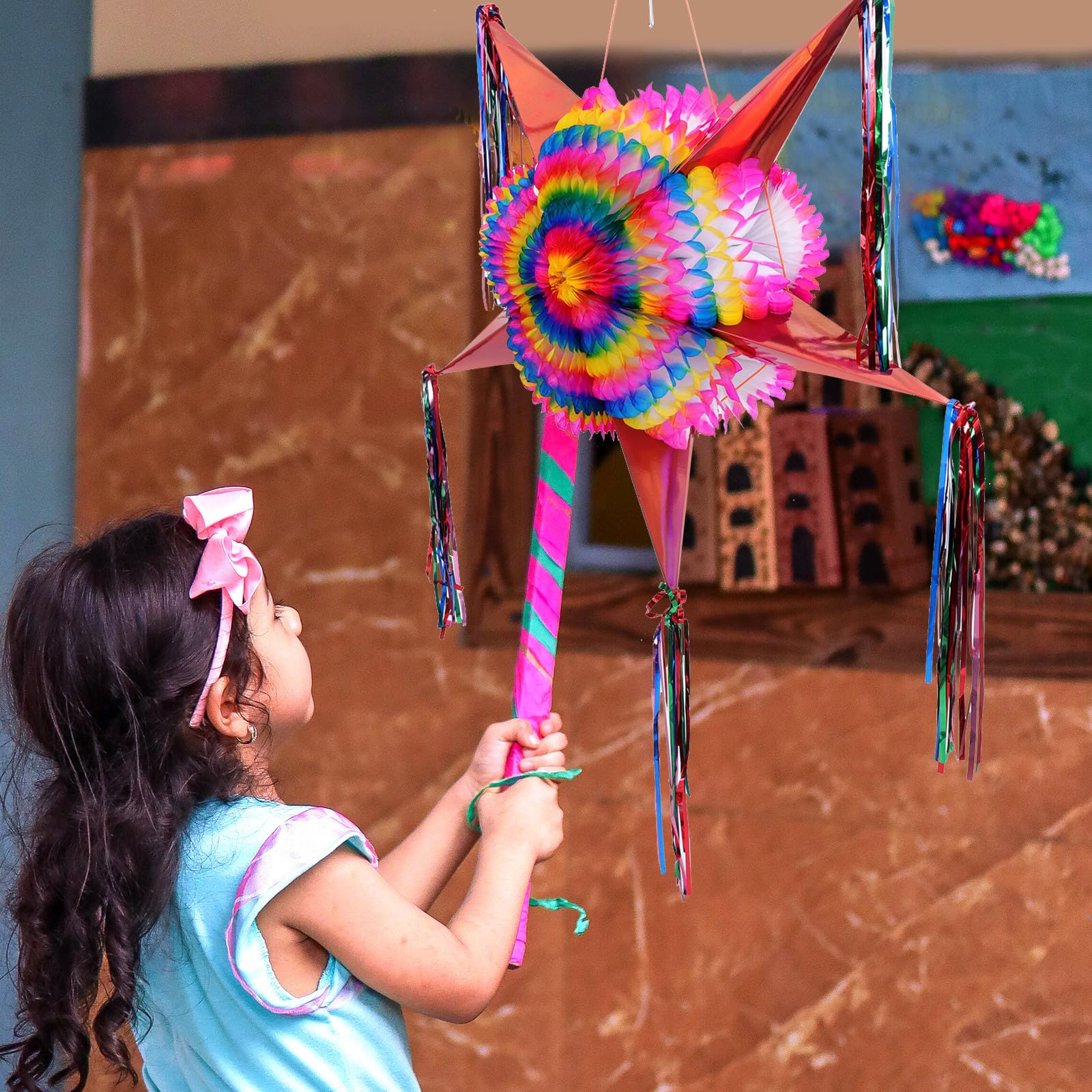 Faltbare Papierstern Piñata als Bunte Party Tischdeko für Kindergeburtstag mit Einzigartigem Stern Design und Lustiger Indoor Event Dekoration