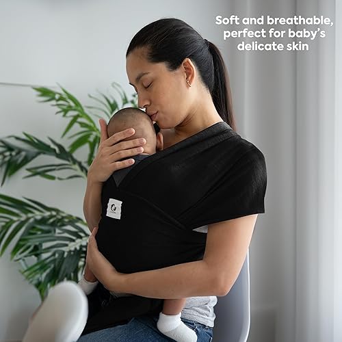 Miniatura 8 de ELDOMA Portabebés negro Eslinga ligera y transpirable para bebé, portabebés manos libres, portabebés para recién nacido, bebé