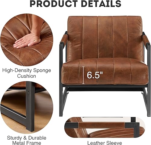 Miniatura 92 de Art Leon Juego de 2 sillas de acento de piel sintética moderna de mediados de siglo, silla de salón con patas de metal negro, color negro