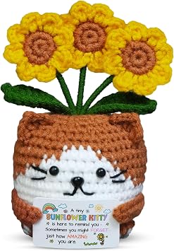 OASSIE Back to School Gifts for Kids Teens - Positive Crochet Sunflower Cat