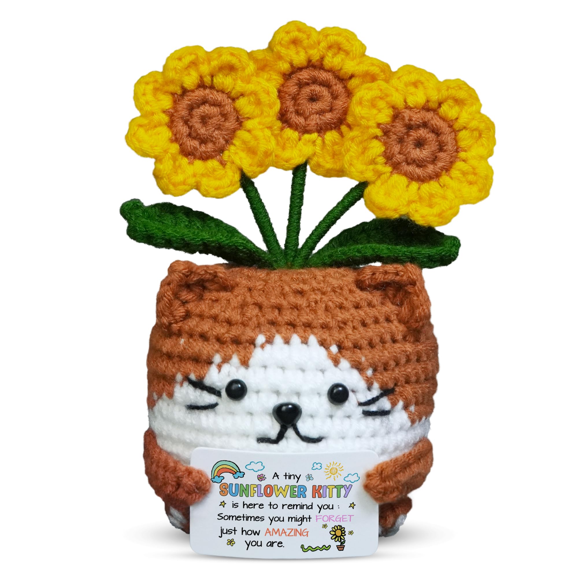 Regalos para niñas de 6 a 12 años: animales positivos de ganchillo y girasol de punto 8