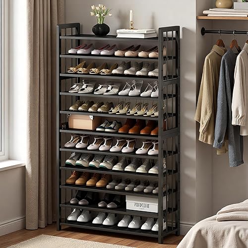 Organizador de almacenamiento de zapatos de gran capacidad zapatero alto de 11 niveles con capacidad para 55-60 pares de zapatos, estante de zapatos