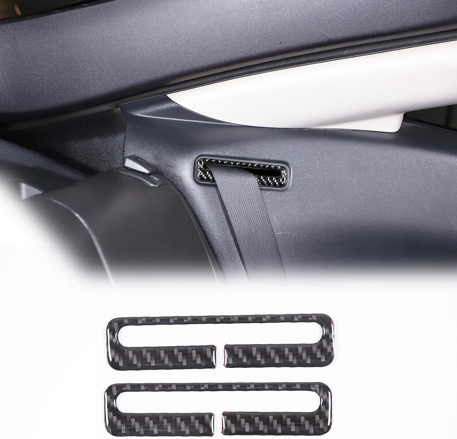 Driver Seat Adjustment Panel Trim Frame Compatible with Mitsubishi Eclipse 2006-2011 Soft Carbon Fiber Seat Belt Panel Cover Trim Accessories (Seat Belt Panel Cover Trim, Red Carbon)