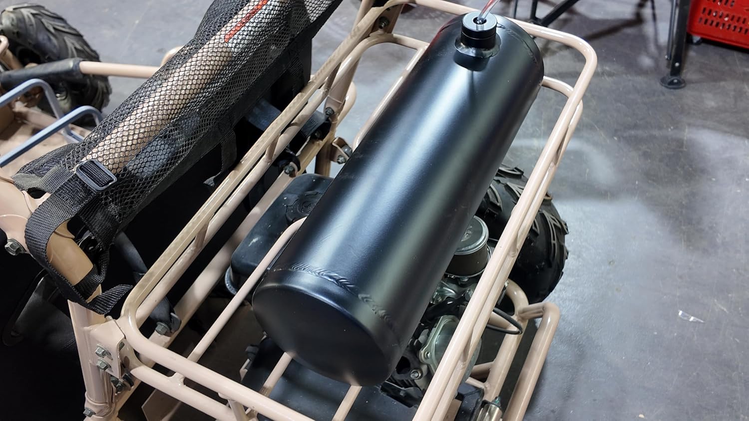 High quality Black Go Kart Gas Tank Fuel Tank Aluminum Cylinder 6 x 20" Center Fill 2.2 Gallon minibike gas fuel tank For Golf Cart ,Motorcycle ,Dune Buggy ,mini bike ,go kart performance part