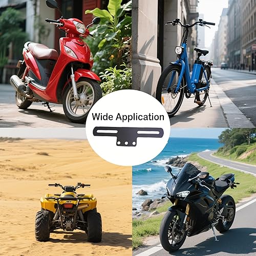 Miniatura 6 de ANKIA Soporte universal para placa de motocicleta, aleación de aluminio de alta calidad, soporte de placa de matrícula de motocicleta que se adapta