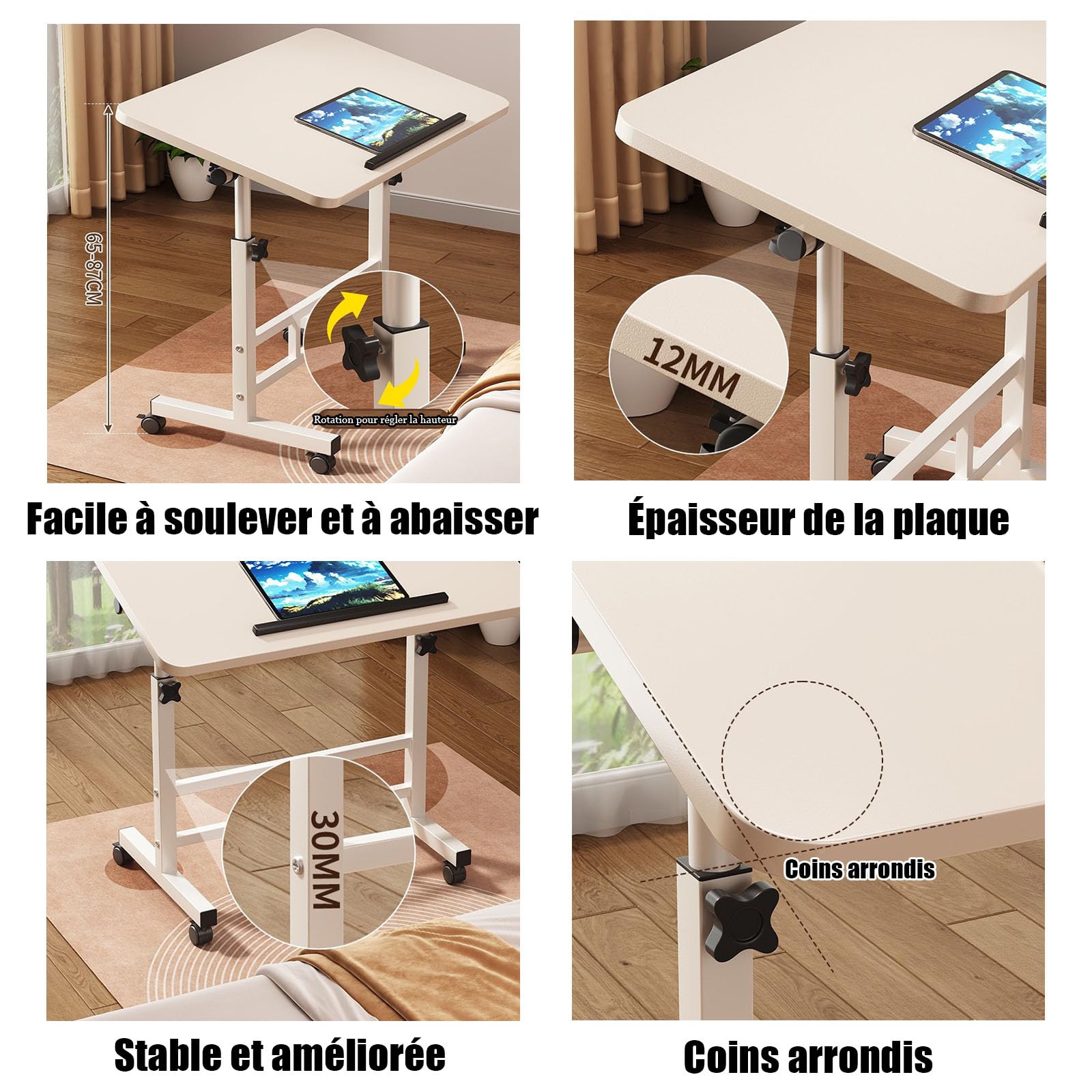 Table à Dessin en Bois, avec Hauteur RéGlable Table d'art Inclinable pour La Peinture, Bureau D'Ordinateur, éCrire, éTudier, Lire, Travailler (Beige, 80 x 40 cm)