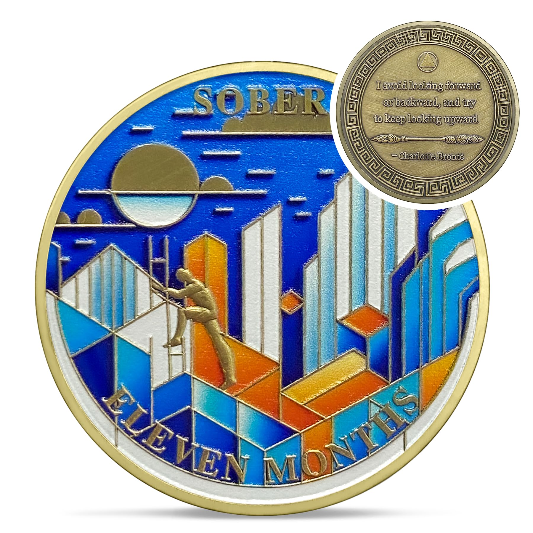 Original Eleven Month Sobriety Coin - Recovery 11 Month View AA Coins - Na Ha AA Chips and Medallions - 1-10 Prime Sobriety Chip Alcoholics Anonymous Gifts for Men Women