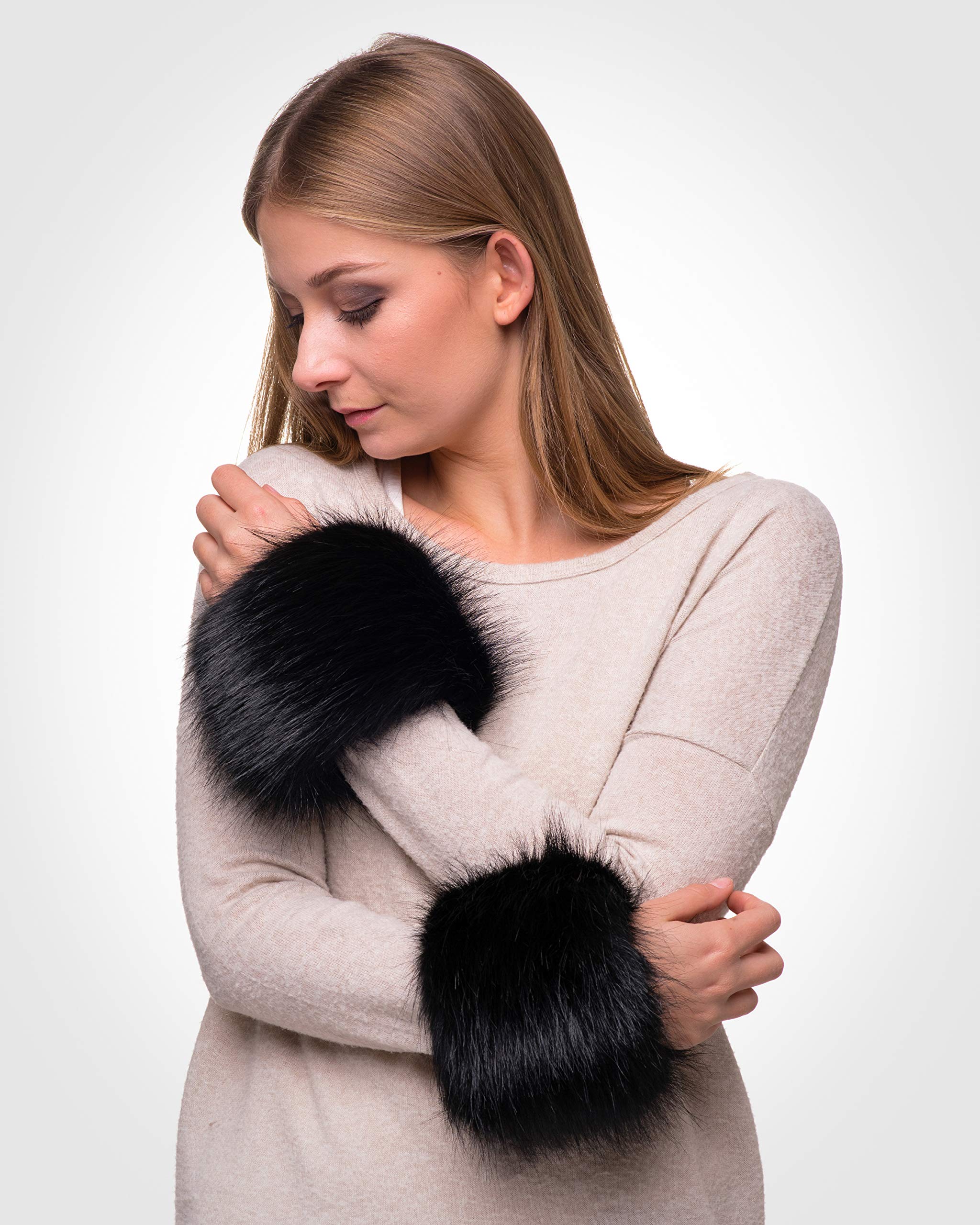 Futrzane Classic Puños - Manguitos de Pelo Sintetico Mujer - Calentadores Piel