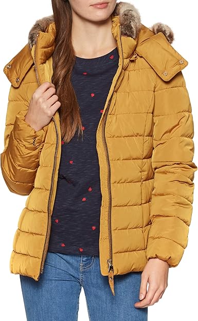 Cassington padded coat with fur collar and hood Clearance