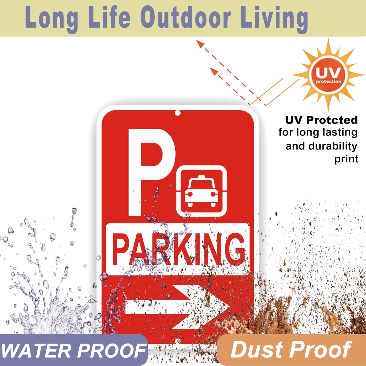 (2Pack) Parking Sign with Directional Arrows, Event Parking Signs 18"x12" Reflective Aluminum Sign, for Event Outdoor Yard Lawn, Adjustable Arrow Direction