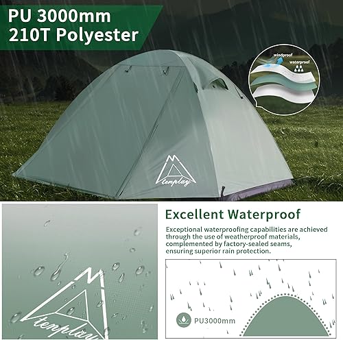 Miniatura 2 de Camping Tent, Easy Setup, 1-2-8-10 Person Waterproof and Portable Tent for Camping Hiking Outdoor