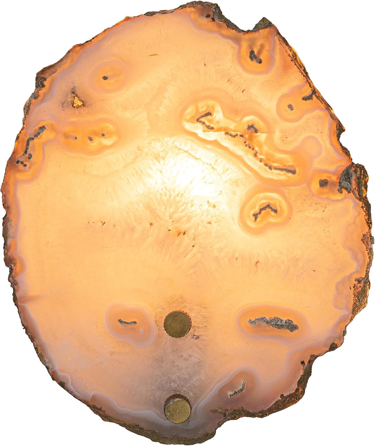 Creative Co-Op 6 Inches Agate and Metal Wall Lamp with Inline Switch for 40 Watts Bulb Maximum, Natural and Brass Finish