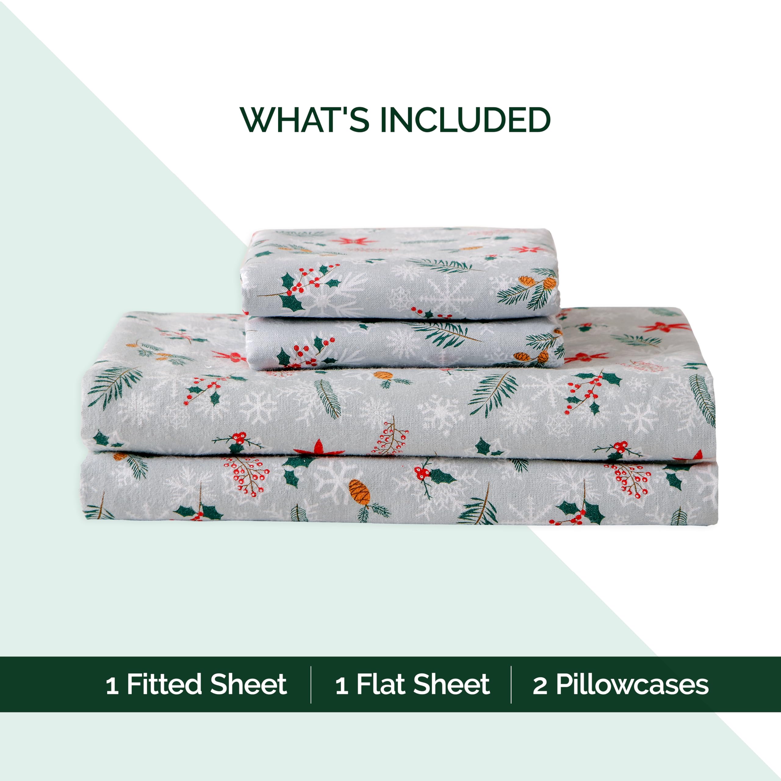 Elegant Comfort Ultra miękkie 4-częściowy zestaw pościeli flanelowych 100% tureckiej bawełny - świąteczne prześcieradła flanelowe, ciepłe i przytulne prześcieradła antypilowe najwyższej jakości,