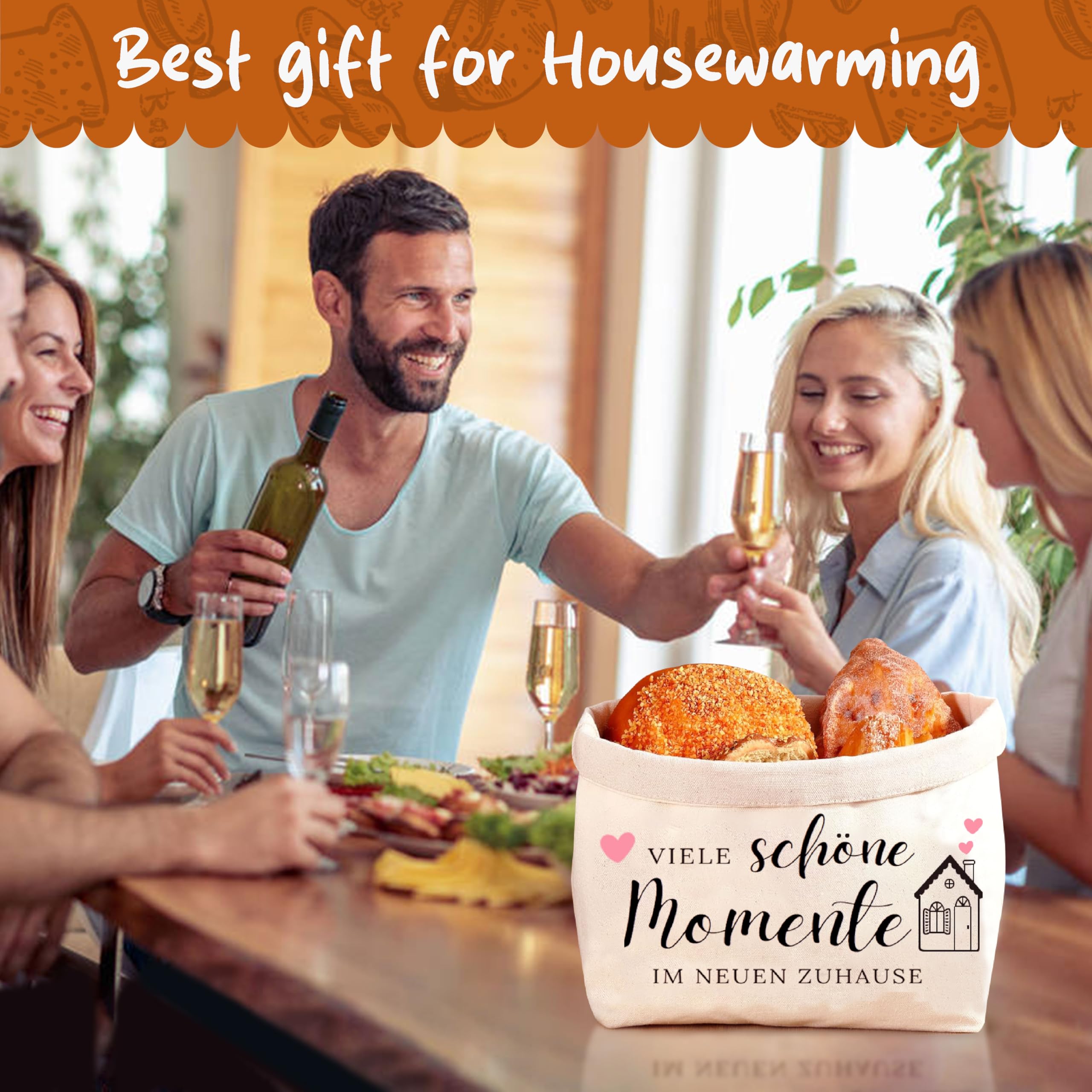 Brotkorb Einzugsgeschenke Wohnung-Viele schöne Momente Im Neuen Zuhause,Einweihungsgeschenk Haus Brötchenkorb, Geschenk zum Einzug,Einweihungsgeschenk Wohnung (Einzugsgeschenke)