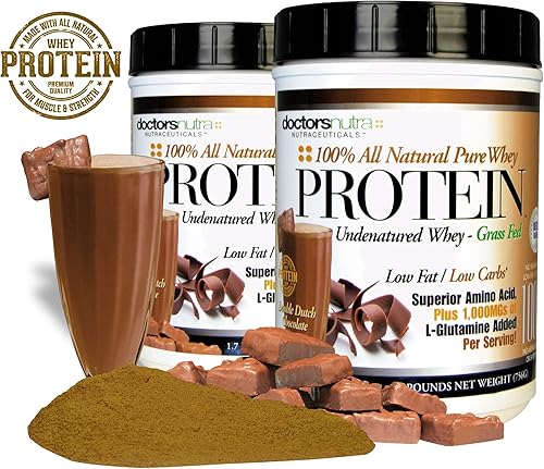 Miniatura 4 de Paquete de 2 proteínas de suero de leche alimentadas con pasto puro, 100% puro, sin desnaturalizar, sabor a chocolate holandés doble, ultrafiltrado