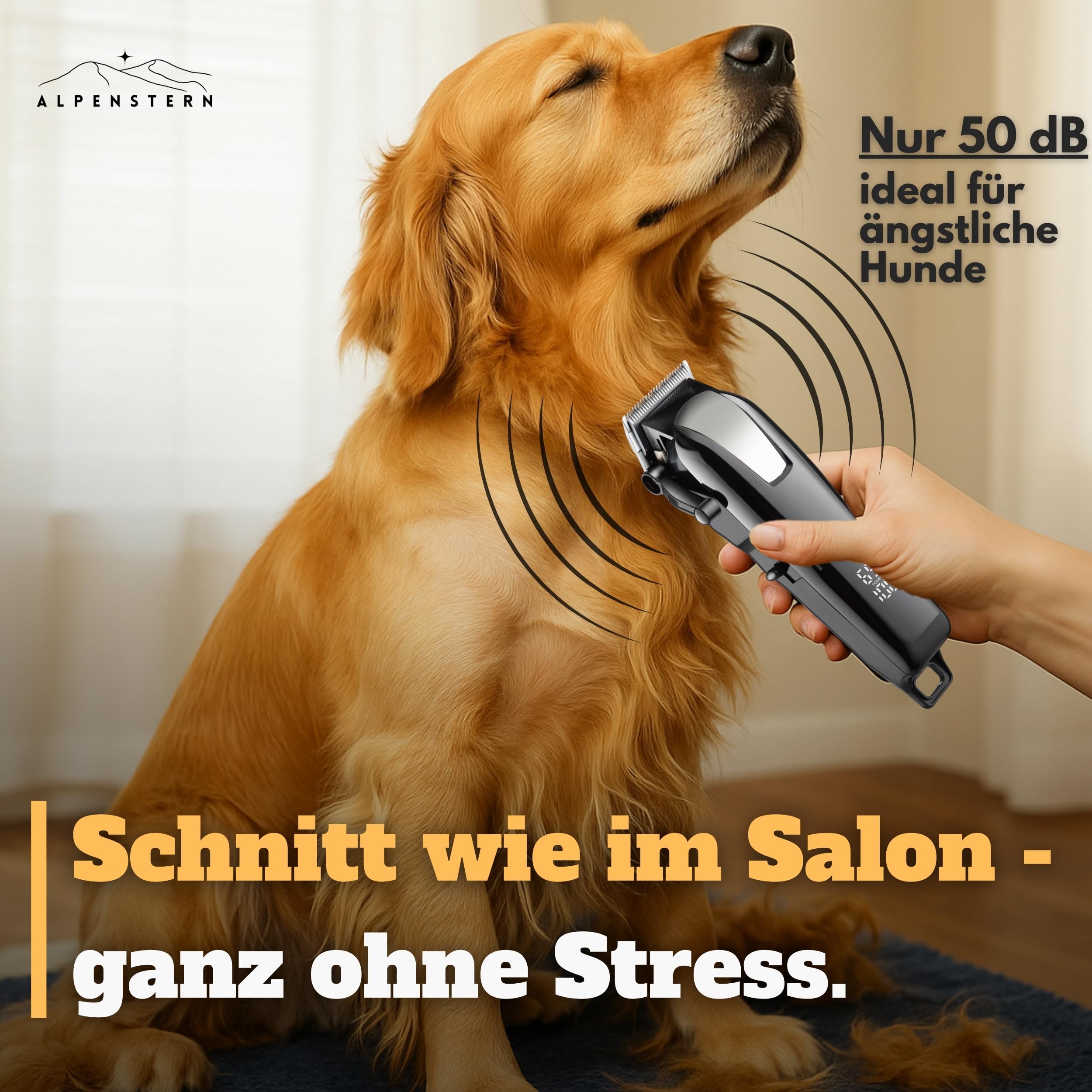 Hundeschermaschine - Leise Profi Schermaschine für Hund Katze Pferd dichtes Fell - Hundetrimmer Hunde-Haarschneidemaschine Hunderasierer - 3h Akku