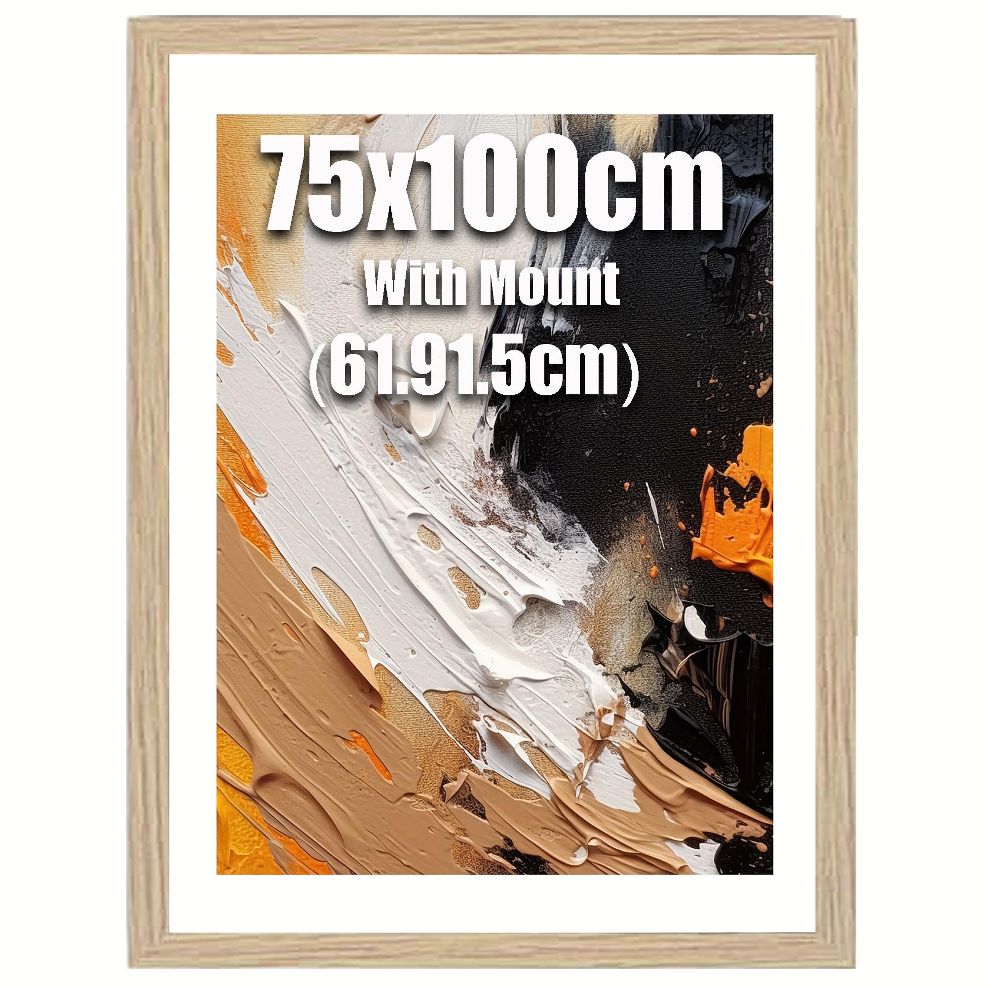 Extra Large 100x75cm Poster Frames with White Mat 75x100 Photo Frames with Mount Both Ways Hanging Poster Frame, 75x100cm Frame with 61x91.5cm Mount