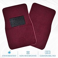 Vista 3 de BDK - Juego de 4 alfombrillas prémium para piso de automóvil con talonera de seguridad de vinilo para automóvil, camión, SUV, Coupé Sedán, rojo Rojo