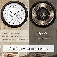 Vista 2 de Reloj iluminado de 18 pulgadas para interior/exterior con sensor inteligente y luz nocturna, impermeable, reloj de pared grande con termómetro e