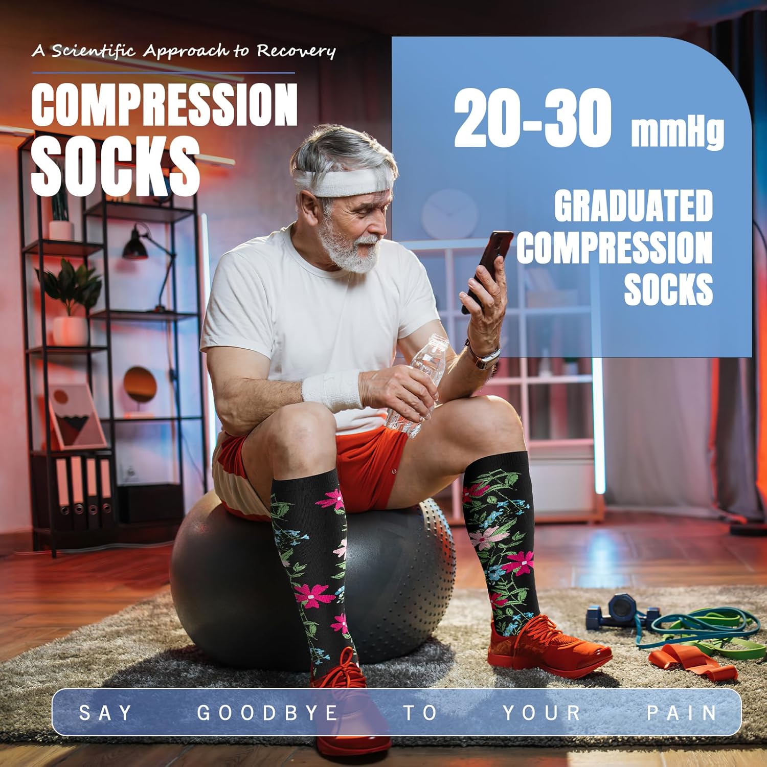 Compression Socks for Women & Men 7 Pairs Knee High Compression Socks 20-30 mmhg Best for Running,Nurse,Travel - Image 2