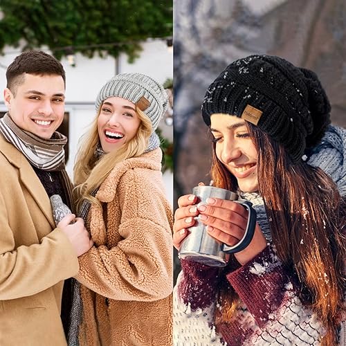 Miniatura 7 de Gorros de invierno para mujer, paquete de 3, gorros holgados para mujer, de punto de gran tamaño, cálidos, sombreros de invierno para mujer gruesos