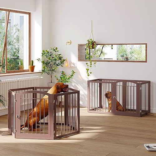 Miniatura 4 de JSB Puerta para perros extra ancha de 30 pulgadas de alto con paso de puerta, tubo redondo independiente para mascotas, para pasillos, escaleras,