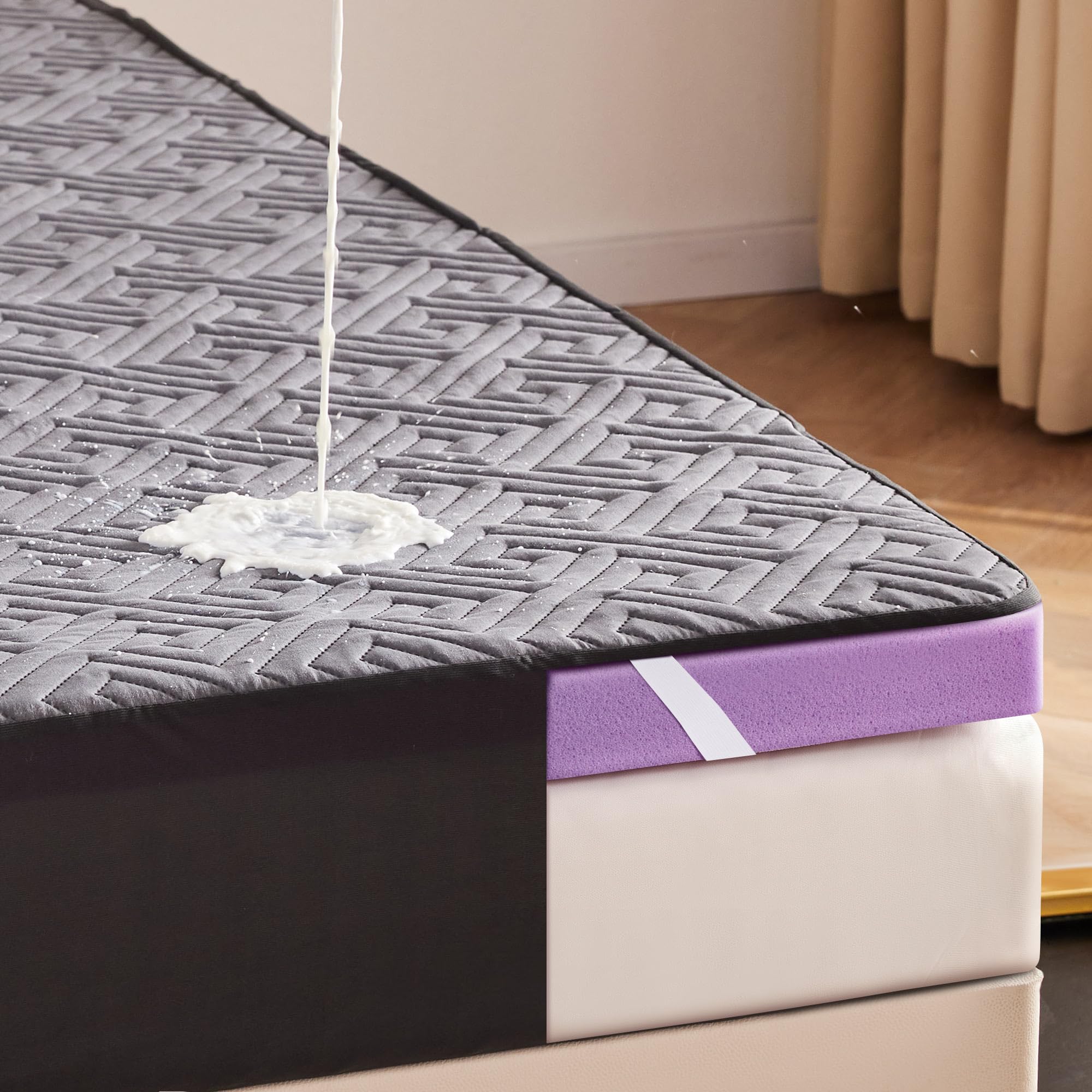 BDEUS Dual Layer Gel Memory Foam Mattress Topper Twin XL Waterproof Mattress Protector 1 5 in Twin Extra