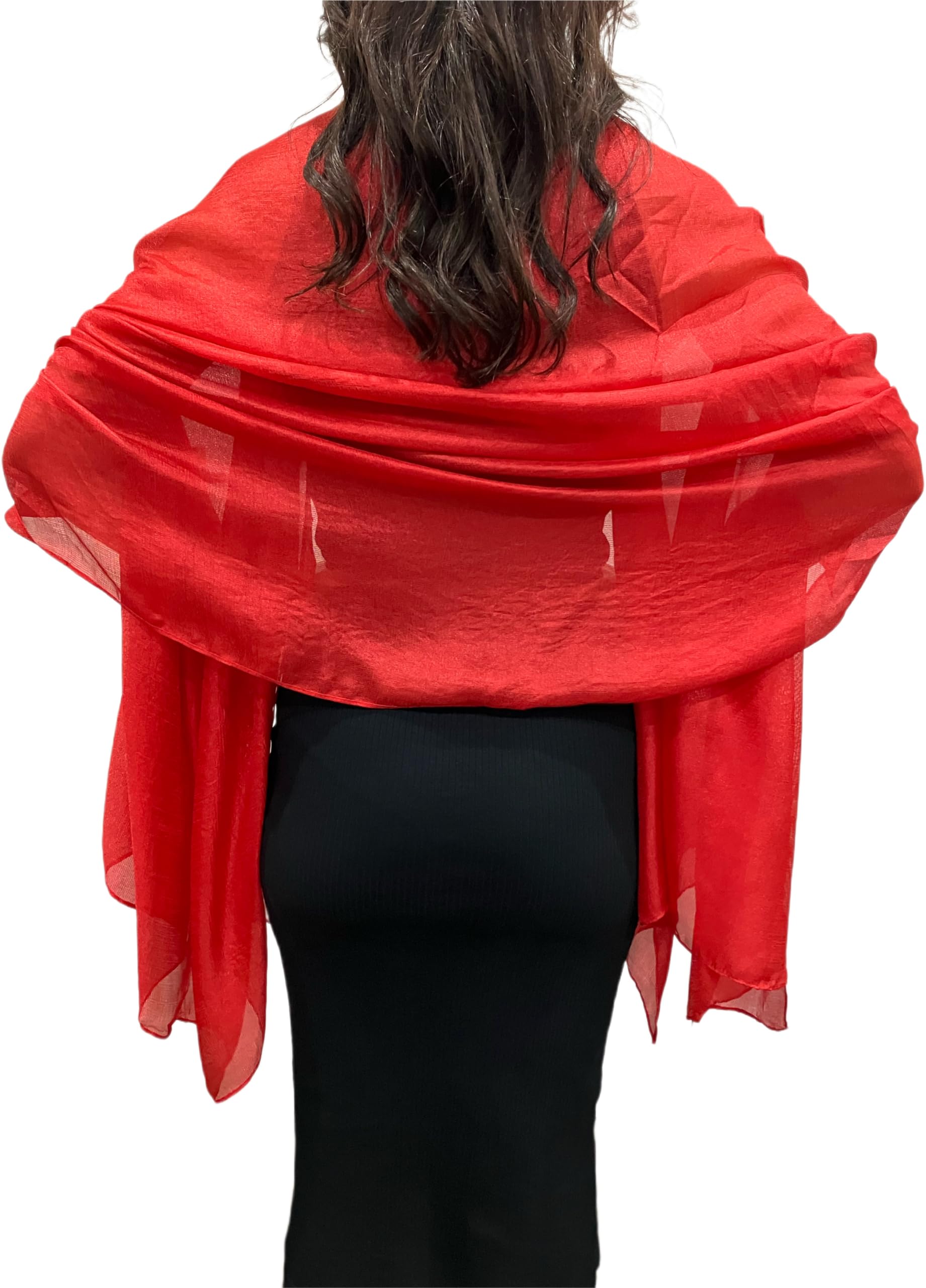 Central Chic Large Silky Shimmery Pashmina Shawl Stole Wrap Scarf Weddings Party Scarf For Weddings Bridesmaids Parties (Scarlet Red)