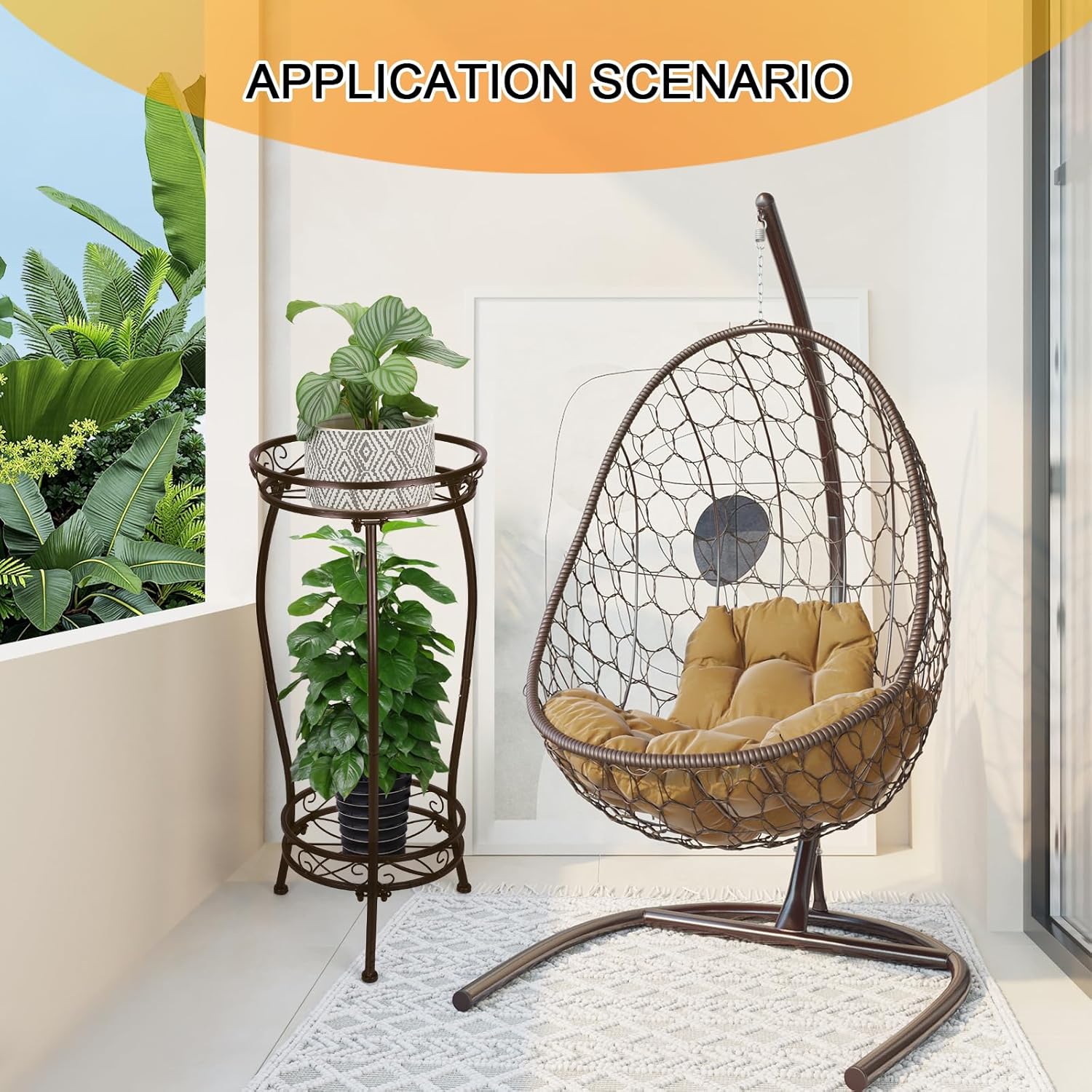 2 Tier Rustproof Iron Plant Stand - Heavy Duty Outdoor Plant Stands For Patio, Balcony Or Garden Or Planter Corner - Plant Stand Indoor (Bronze)