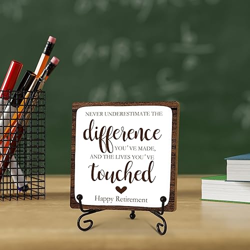 Miniatura 3 de Letrero de madera con soporte de caballete de metal, placa de madera inspiradora, regalos de agradecimiento para empleados de jubilación, B07