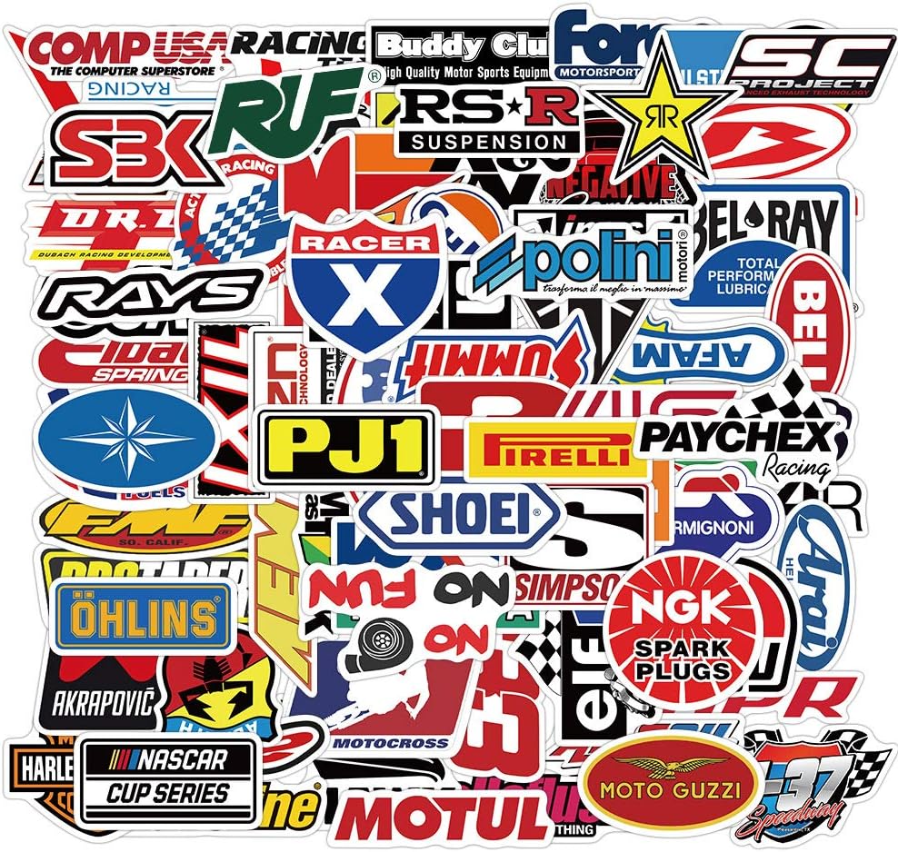 100pcs Racing car Stickers,Sports Car Racing Stickers for Adults, Boys, Teens - Pack for Car, Water Bottles, Laptop, Phone, Motorcycle, Computer, Bicycle, Helmet