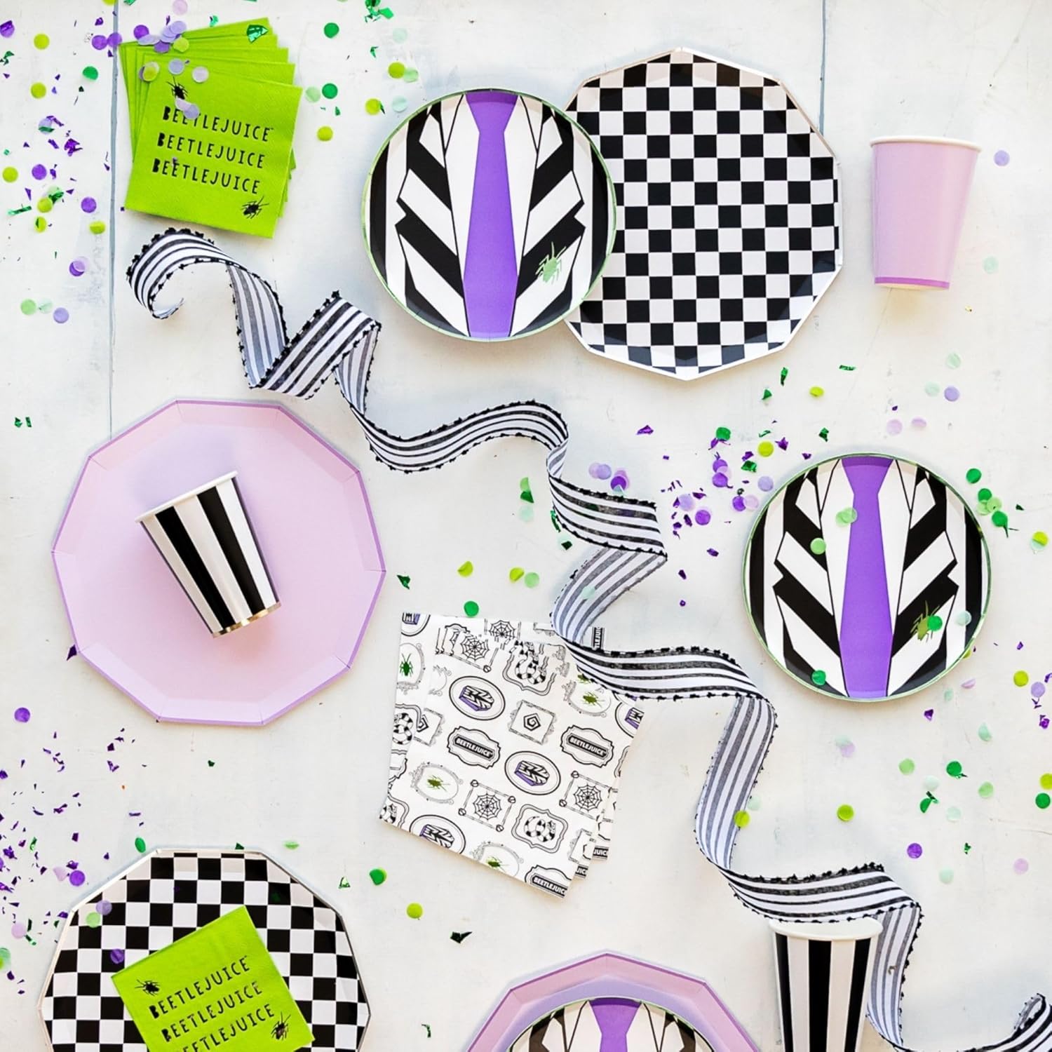 Black and White Checkered Paper Party Plates by Bonjour Fete | Disposable Plates for Halloween, Birthday - Sturdy Dinner Plates| 10.5" D (8 Pack) - Image 5