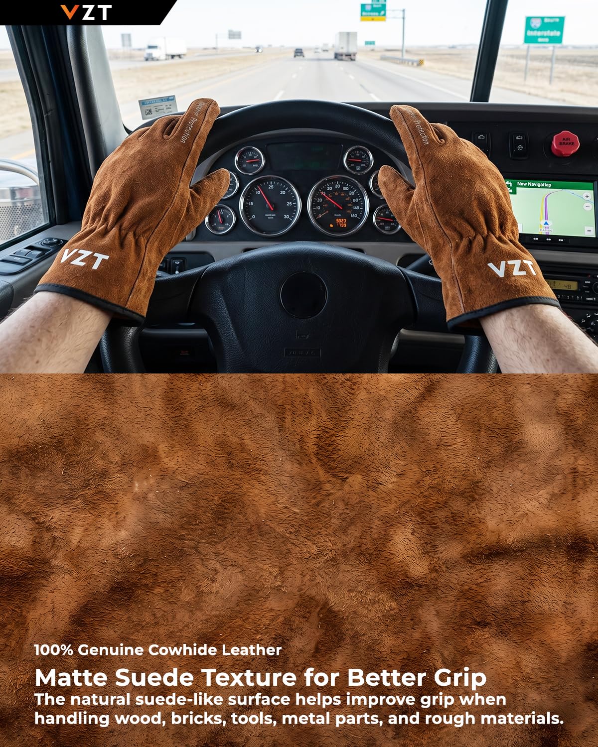 VZT 10 pares de guantes de trabajo de cuero para hombres y mujeres, paquete a granel, agarre suave y duradero, cuero de vaca genuino resistente para conductores de camiones, construcción, soldadura 4