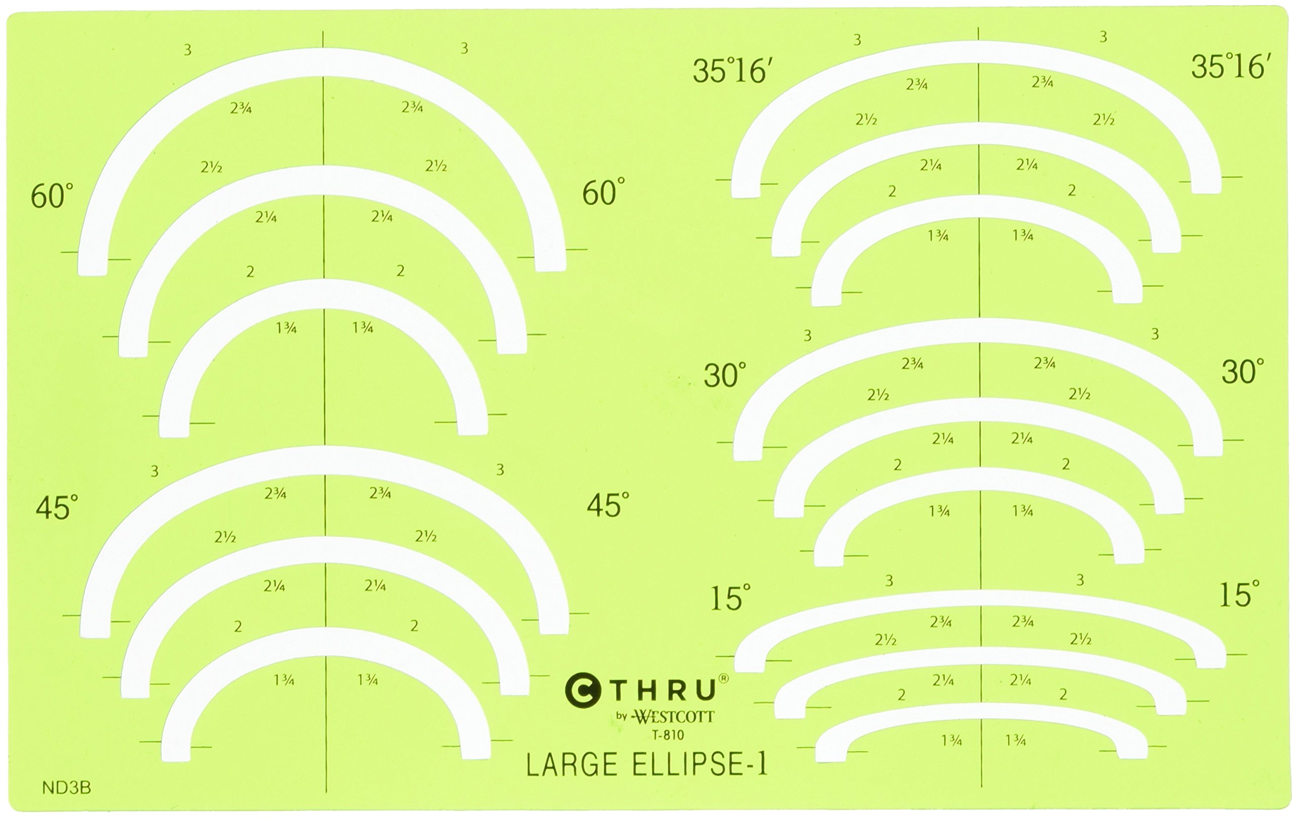Westcott Ellipse Isometric Template, Large, 5 x 8 Inches