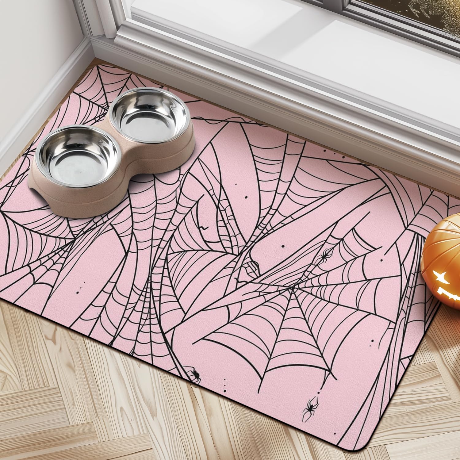 Halloween Dog Food Mats for Floors, Absorbent Dog Bowl Mat for Food and Water Dispenser Mat, Quick Dry Cat Food Mat Pet Supplies
