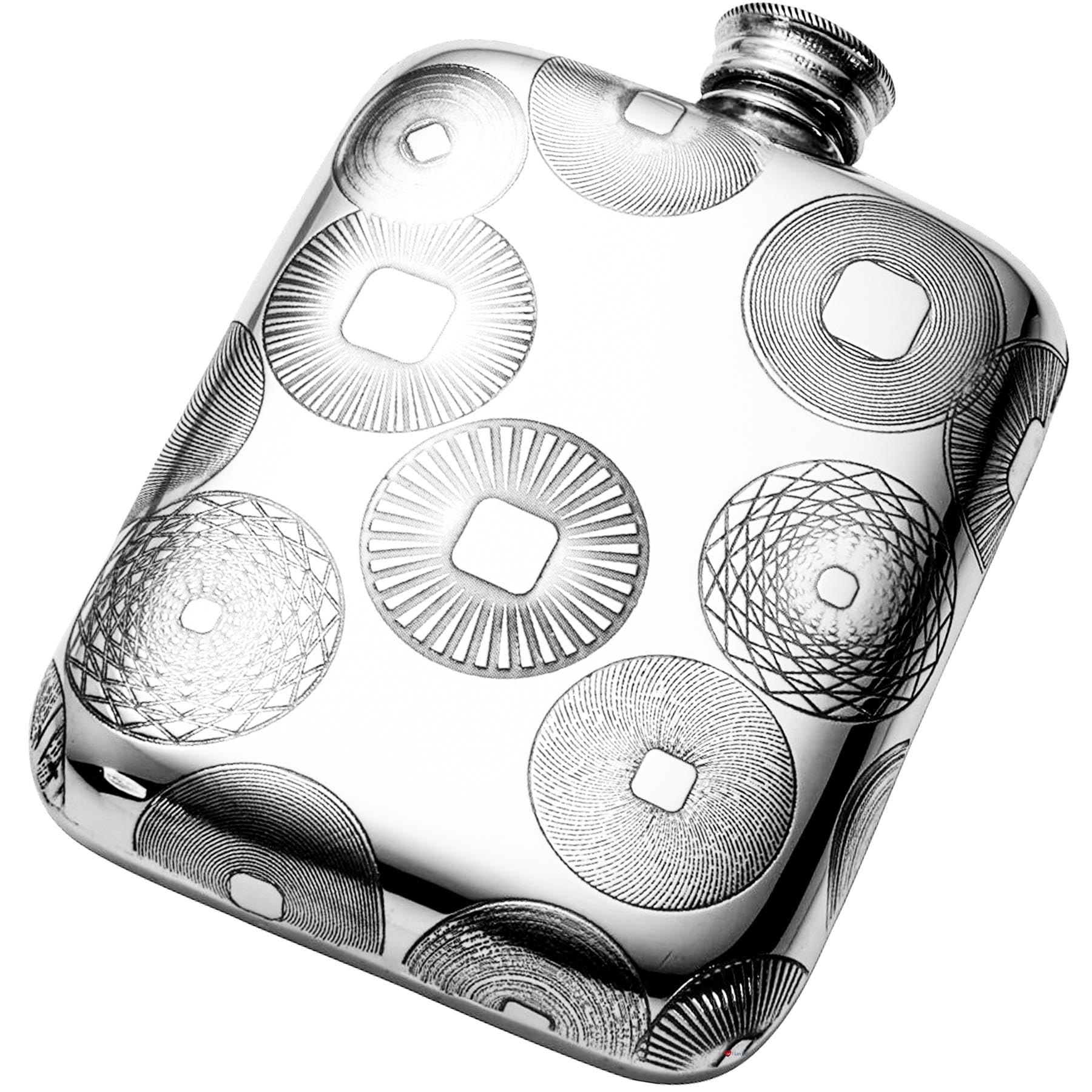 Cadeau idéal poche en étain 4 oz motif Millstones brillant gravé recto verso