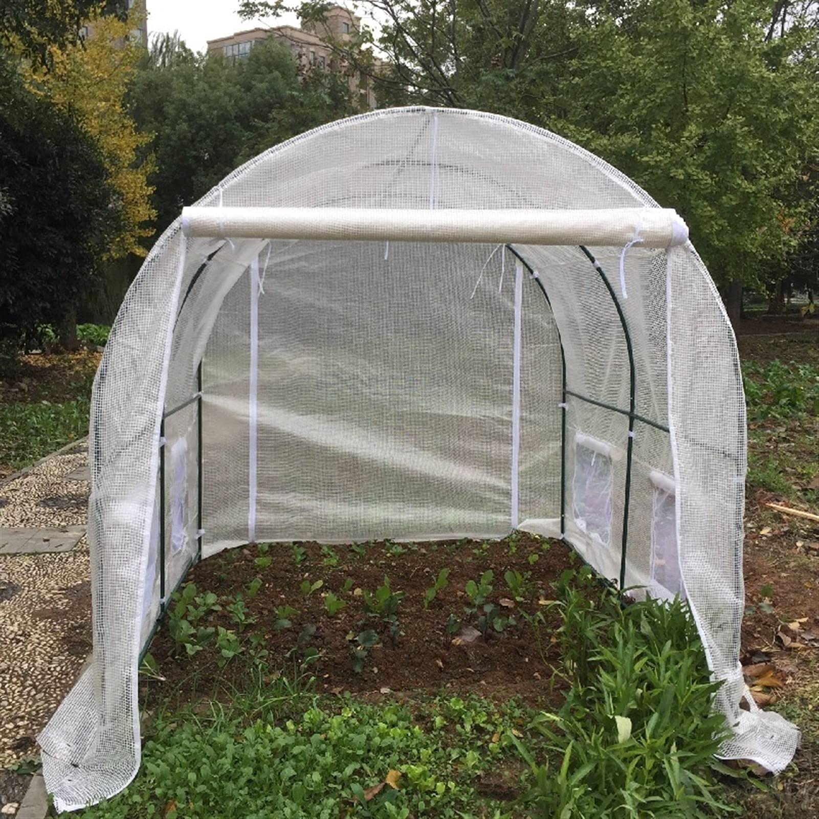 Serra da Giardino Tunnel Grande All'aperto Giardino Poly Tunnel della serra con telaio in acciaio resistente, 2m/3m/4m/5m/6m di lunghezza Inverno Casa calda di Growhouse di giardinaggio delle piante,