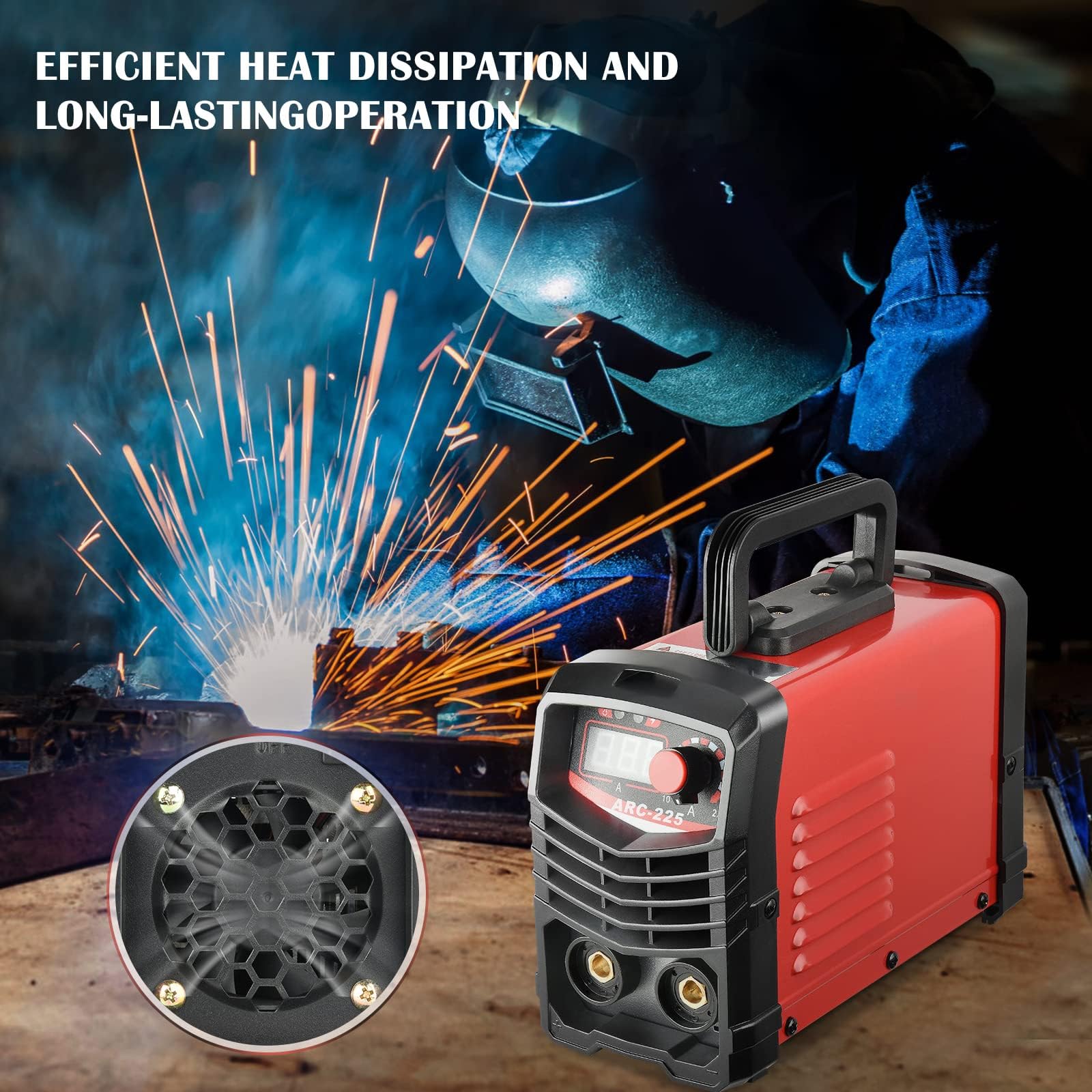Soldador Inverter 220V 120A IGBT, Maquina de Soldar MMA Portátil con Display LED y Clip de Trabajo 3M – Soldador Profesional para Taller, Bricolaje y Reparaciones en Casa