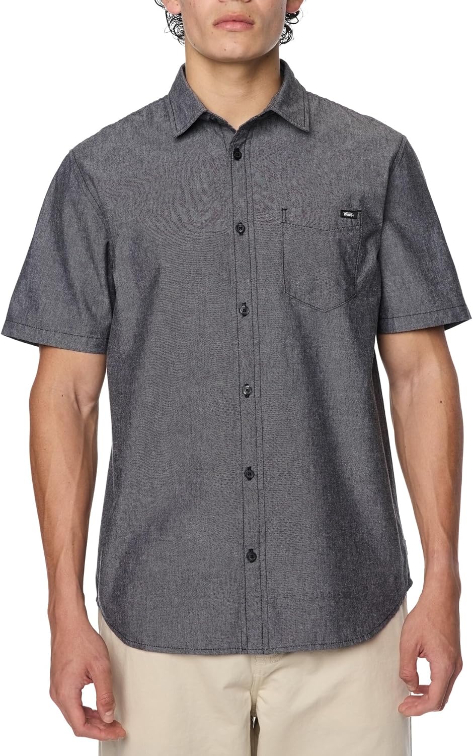 Vans Men's Mathis Short-Sleeve Woven Shirt - Casual Button Up, Relaxed Fit, Soft 100% Cotton, Stylish Lightweight Summer Top