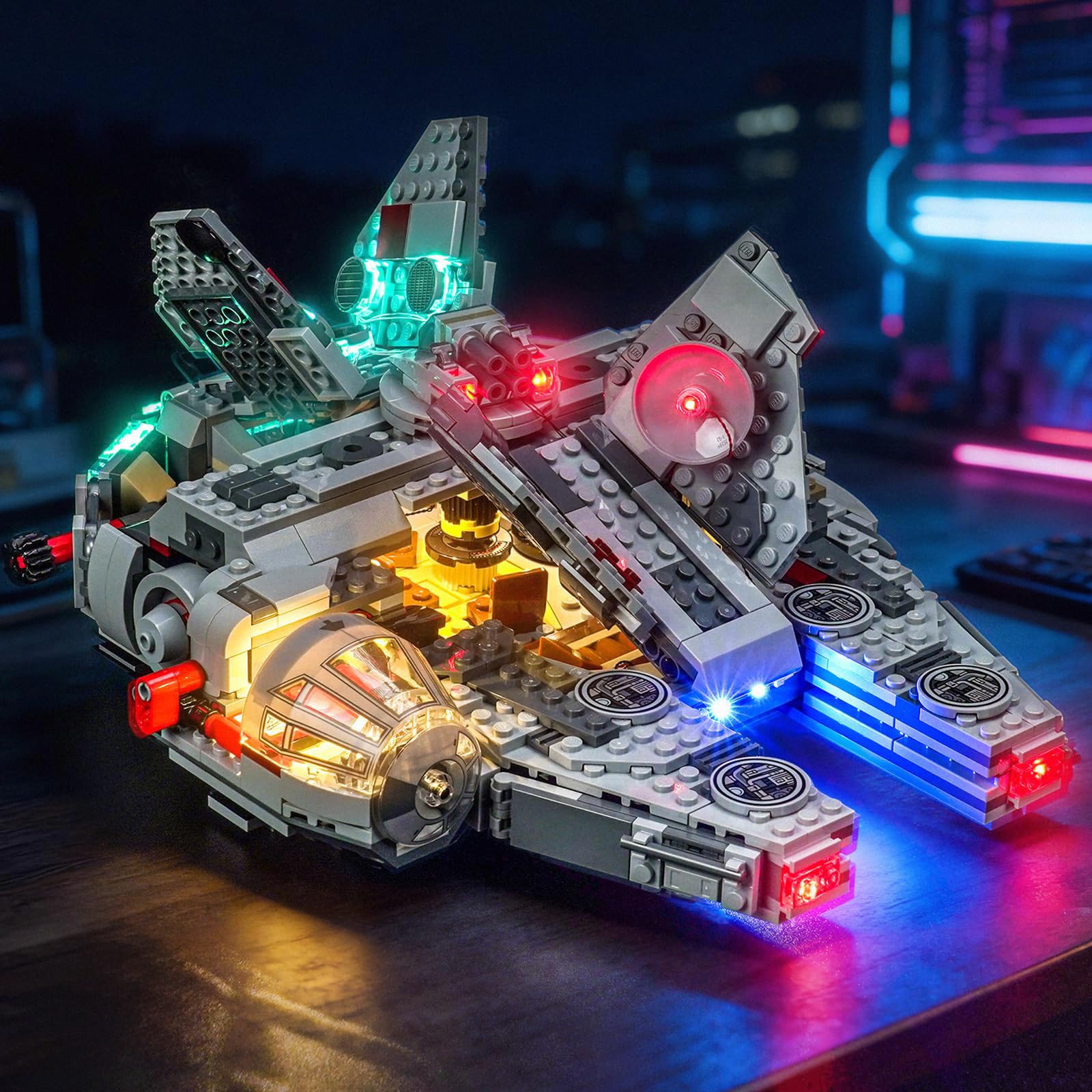 Zestaw oświetlenia LED do Lego 75426 Millennium Falcon – lampy z efektami zasilanymi przez USB, DIY, bez lutowania, łatwe w instalacji (model nie jest dołączony)